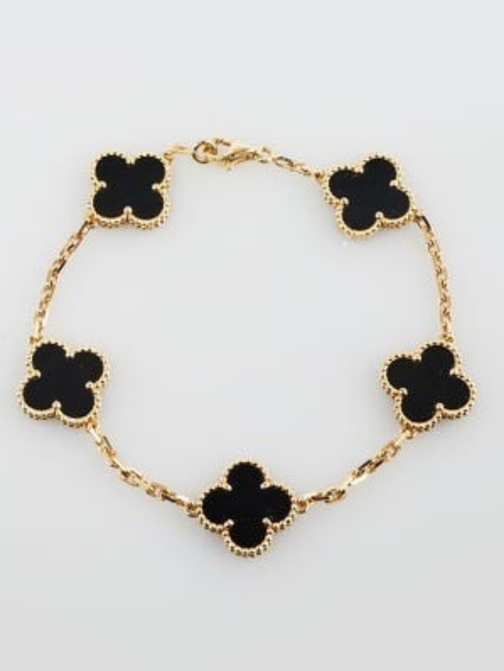 Alhambra Gold and Black Clover-Link Bracelet 6"